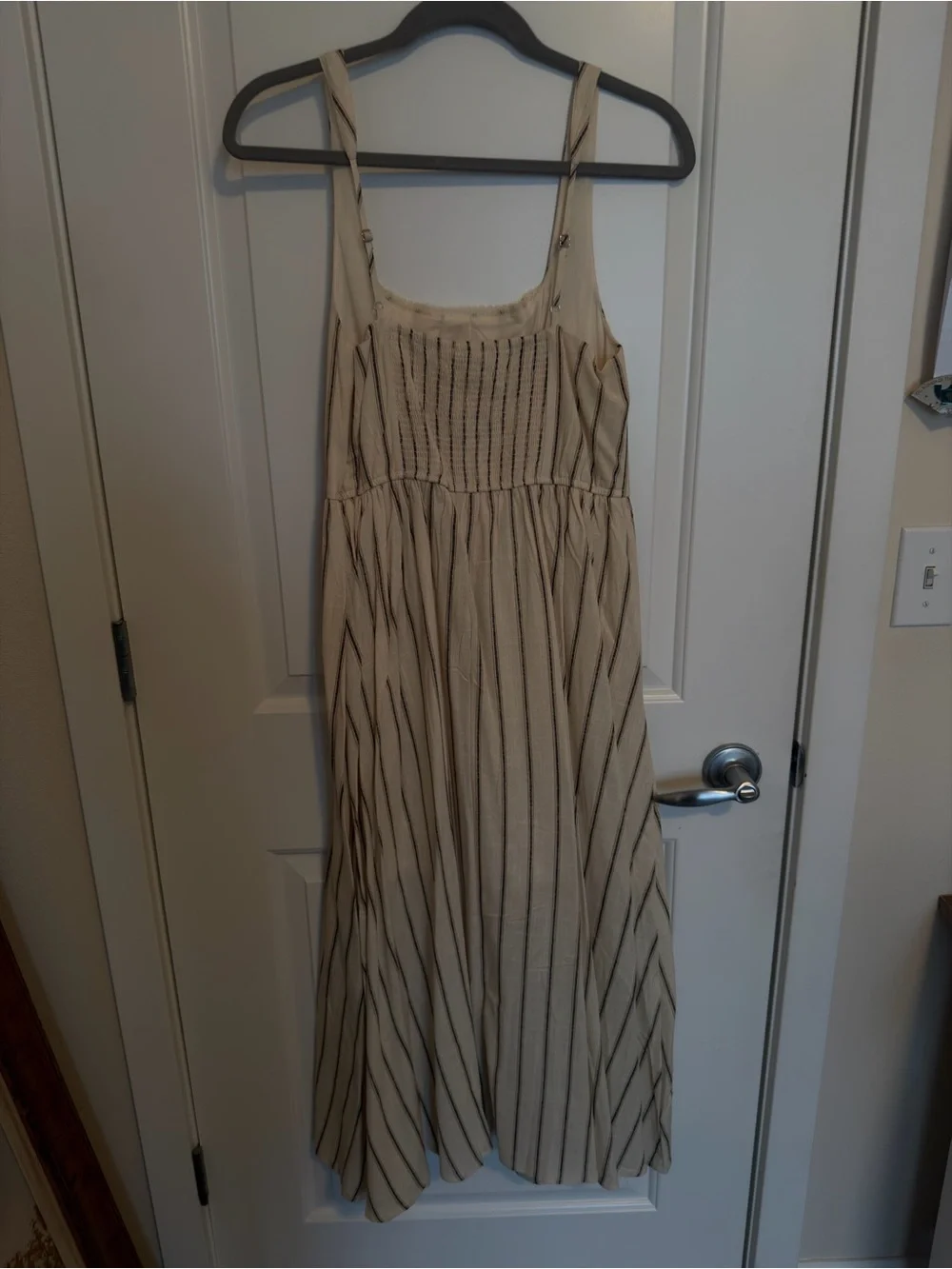 Striped Midi Dress- Light Khaki - Picture 2 of 4